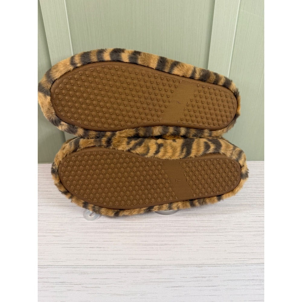 Auden Women Tiger Print Faux Fur Slippers Brown Animal Print House Shoes L 9-10 - Picture 4 of 4